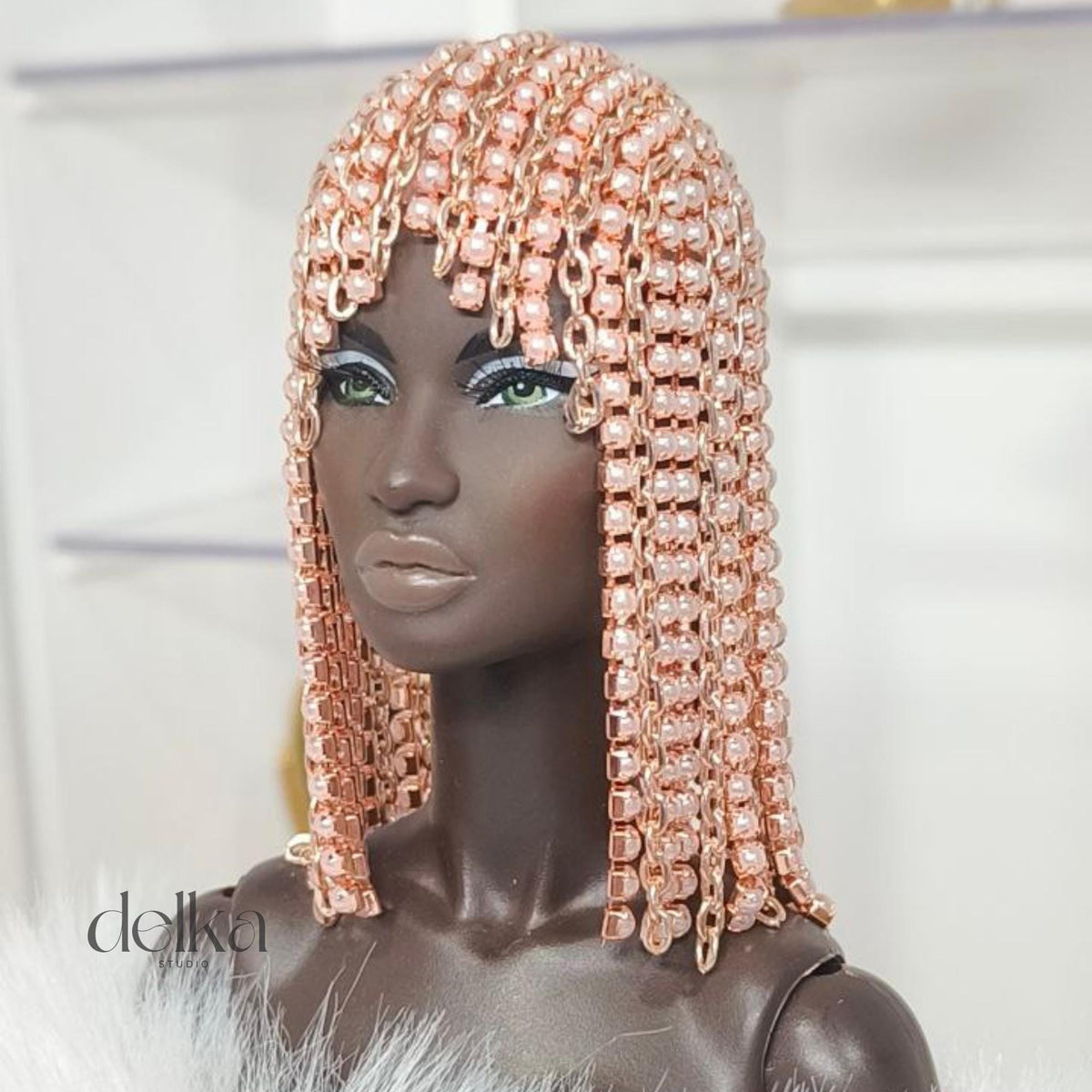 Metallic rosy Doll Wig, 1:6 Scale, Fashion Royalty, Nu Face