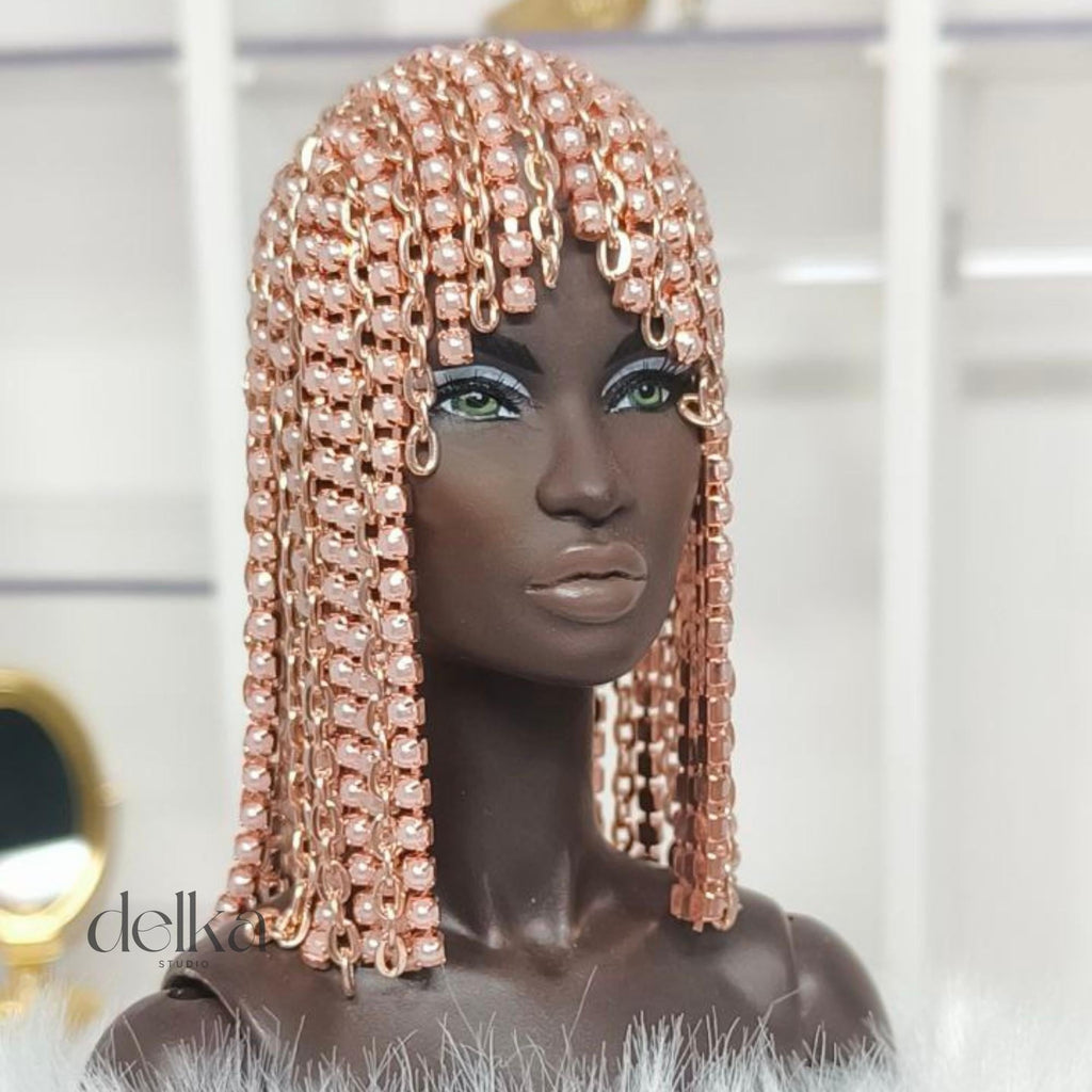 Metallic rosy Doll Wig, 1:6 Scale, Fashion Royalty, Nu Face