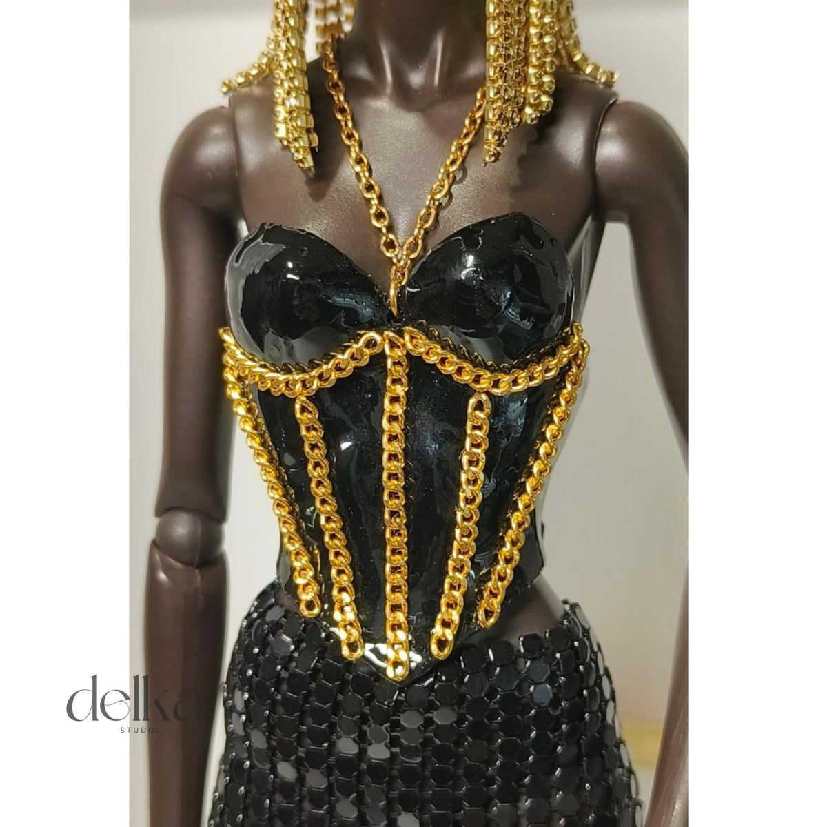 12 inch chain Bodice for Fashion Royalty, 1:6 Scale Fashion Doll armor
