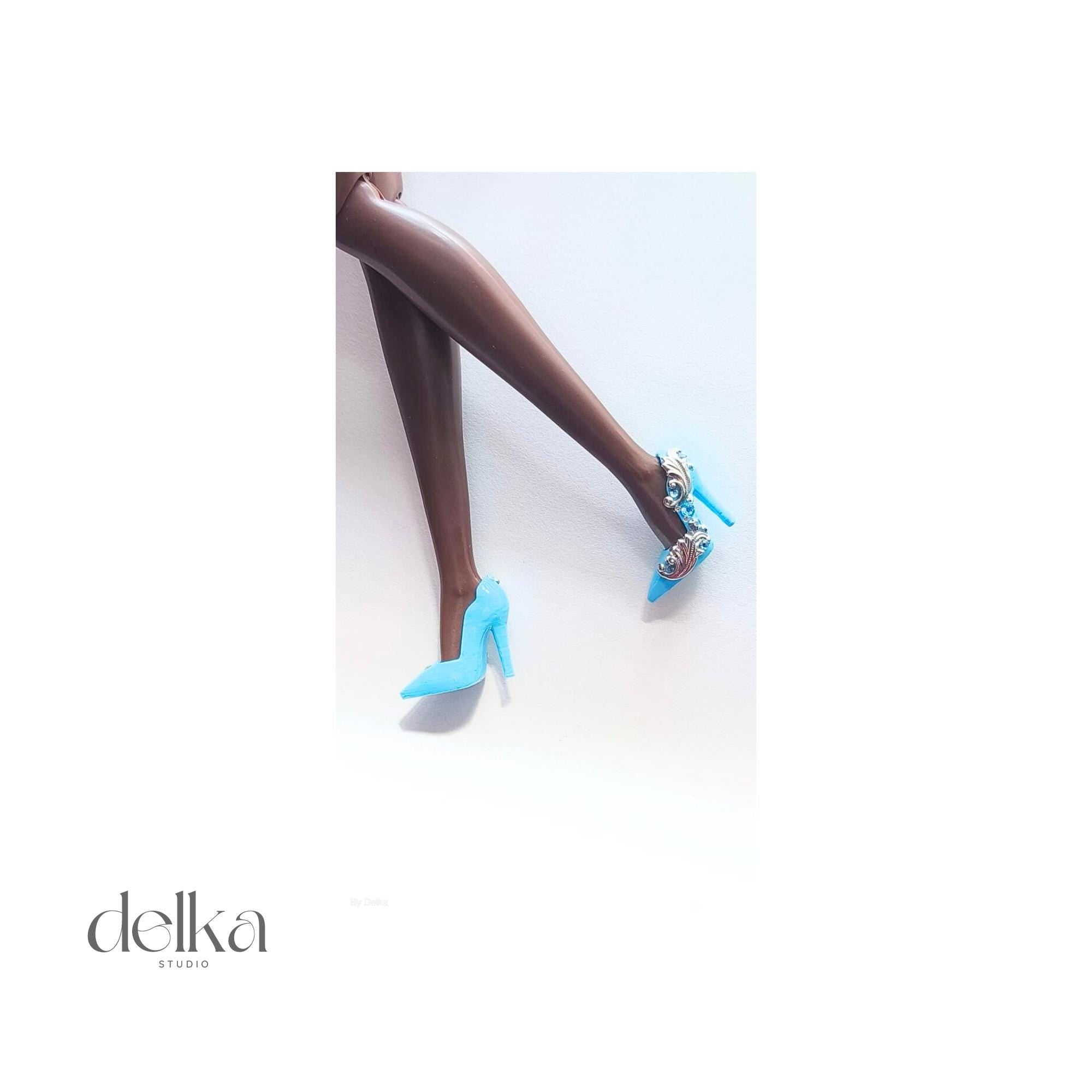 12 inch jeweled Stiletto Heels for Fashion Royalty Doll, 1/6 Scale shoes for dolls