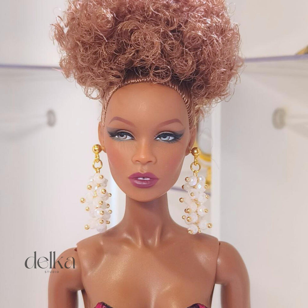 12 inch Beaded Earrings for Fashion Royalty Dolls, 1:6 Scale Fashion Doll Accessories