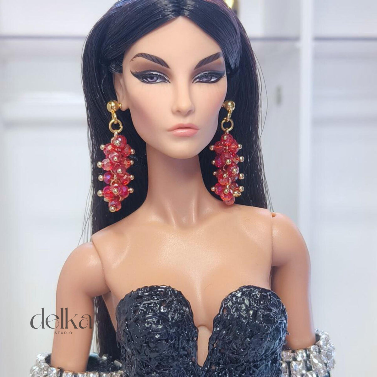 12 inch Beaded Earrings for Fashion Royalty Dolls, 1:6 Scale Fashion Doll Accessories