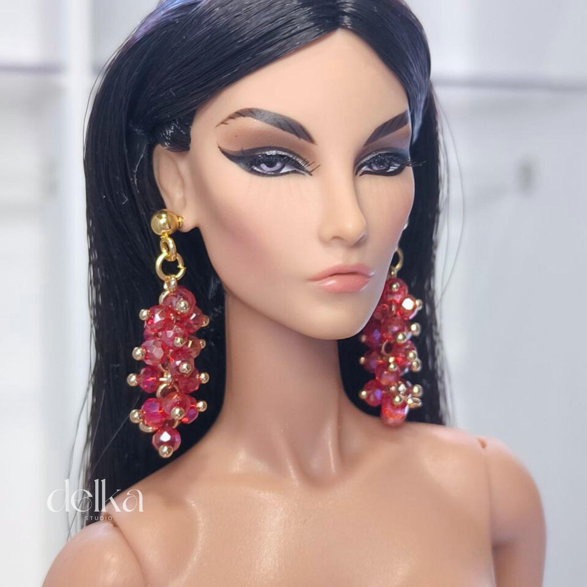 12 inch Beaded Earrings for Fashion Royalty Dolls, 1:6 Scale Fashion Doll Accessories