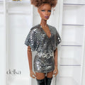 12 inch metallic mesh dress and belt for Fashion Royalty, 1:6 scale mesh dress and belt for fashion dolls