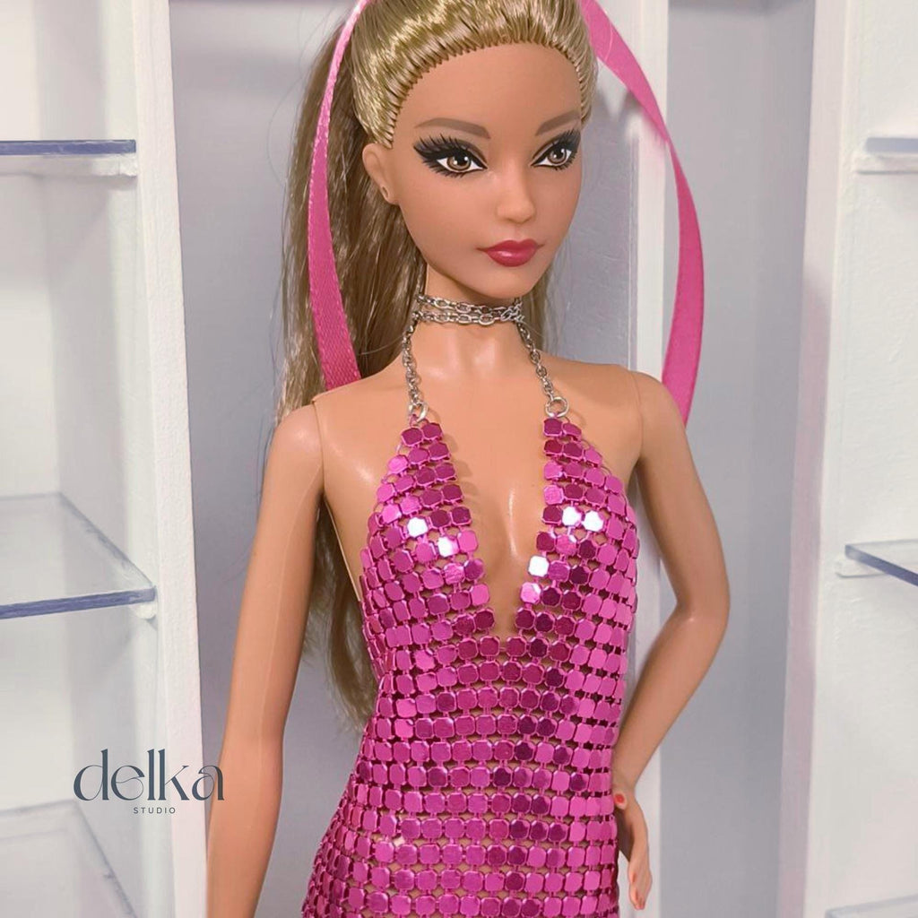 Metallic Mini Dress for Model Muse Barbie, 1:6 Scale