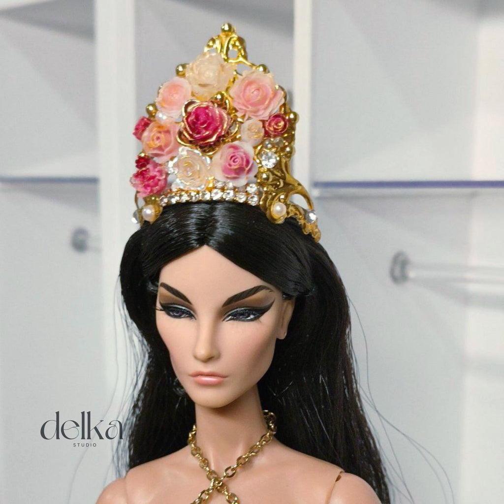 Floral Goddess Crown, 12 inch Doll Headpiece, Fashion Royalty