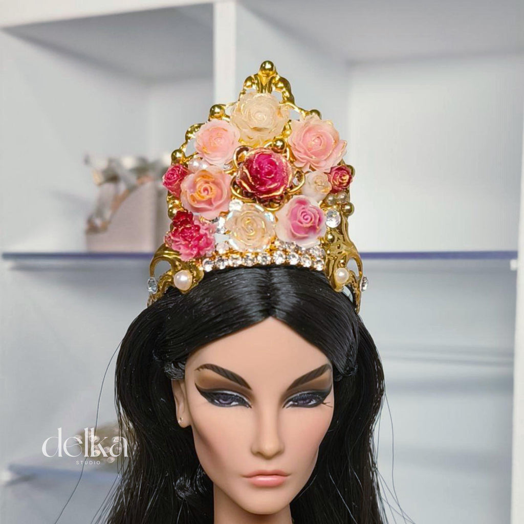 Floral Goddess Crown, 12 inch Doll Headpiece, Fashion Royalty