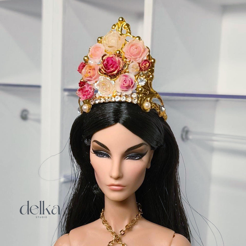 Floral Goddess Crown, 12 inch Doll Headpiece, Fashion Royalty
