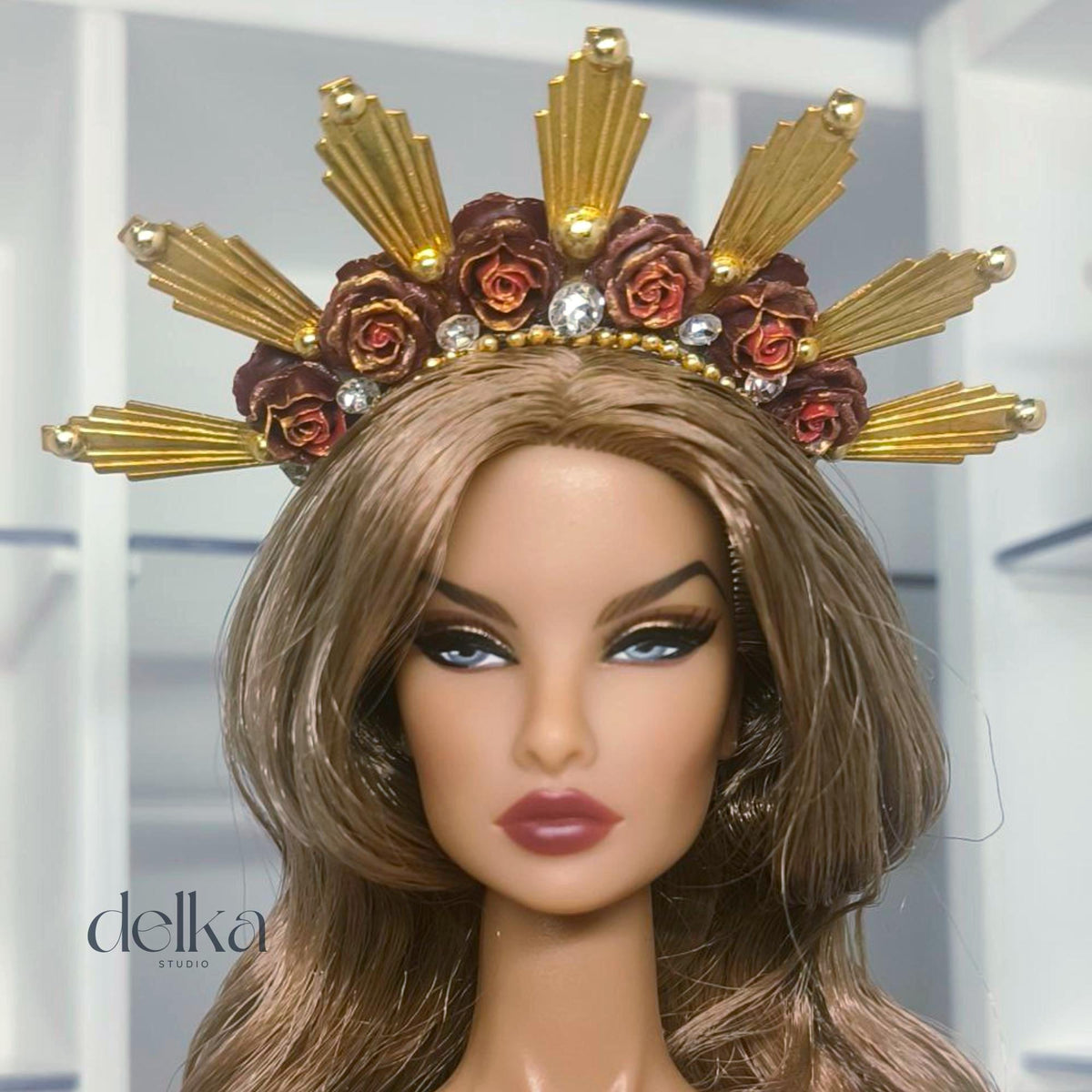 12 inch goddess Flower Headband for Fashion Dolls, 1:6 scale headpiece for dolls