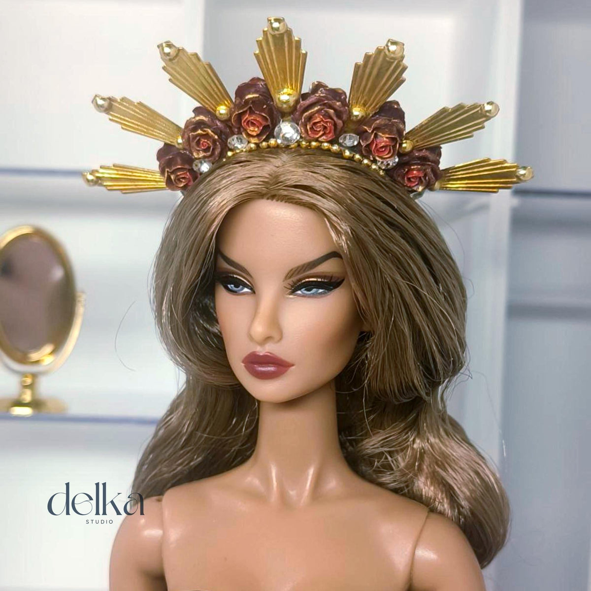 12 inch goddess Flower Headband for Fashion Dolls, 1:6 scale headpiece for dolls