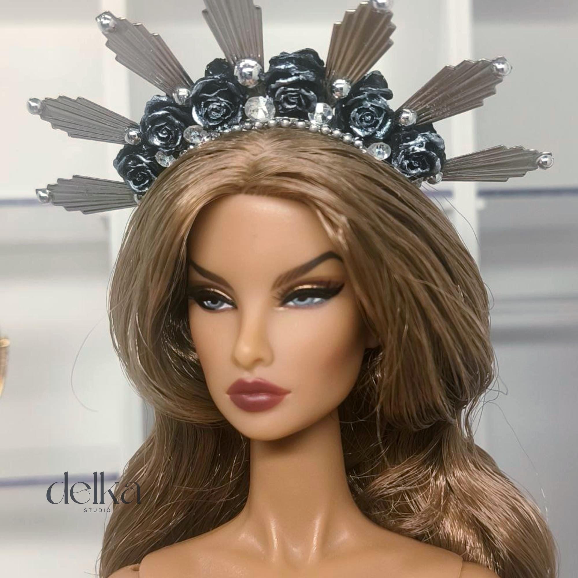 12 inch goddess Flower Headband for Fashion Dolls, 1:6 scale headpiece for dolls