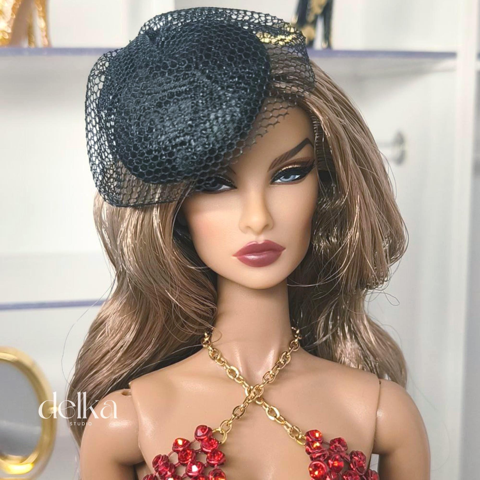 Fascinator 12 inch vintage-style headdress for fashion dolls