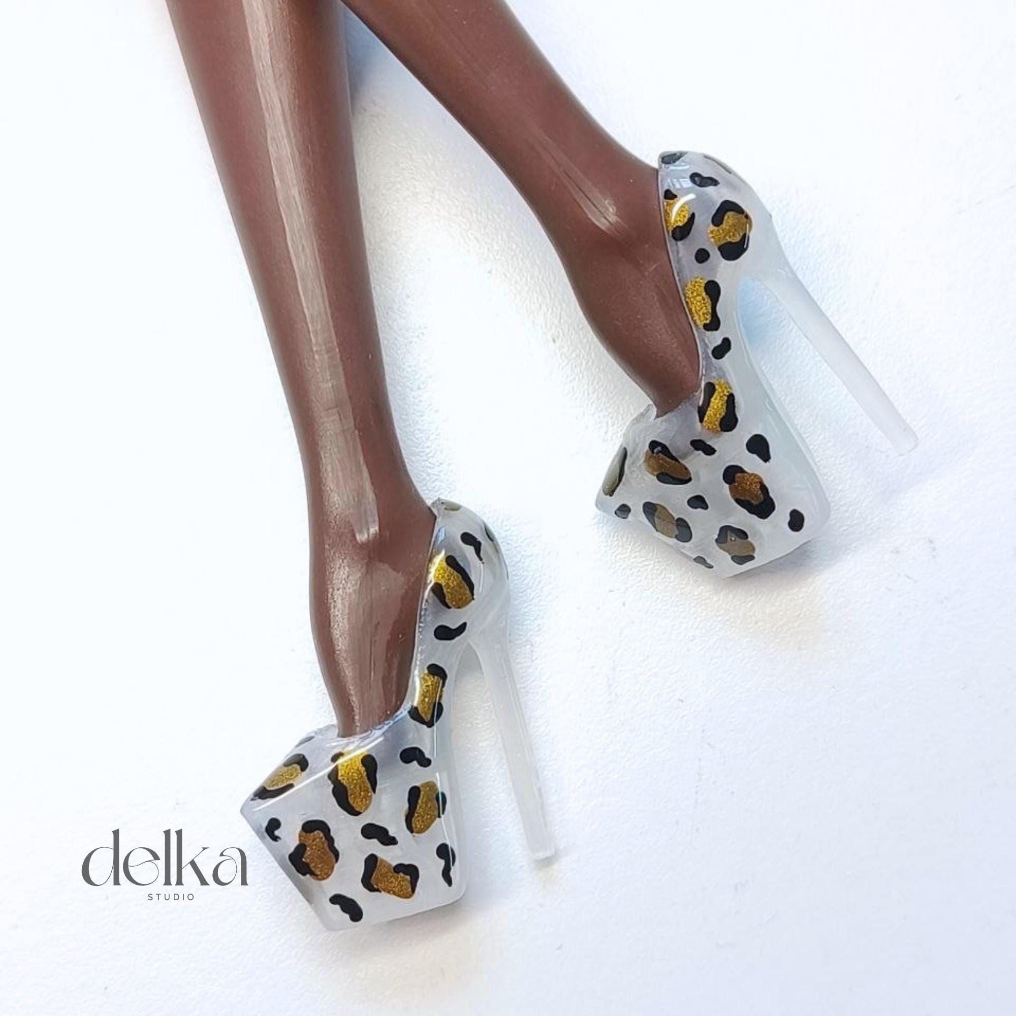 Animal Print Platform Shoes for 1/6 Scale Fashion Dolls