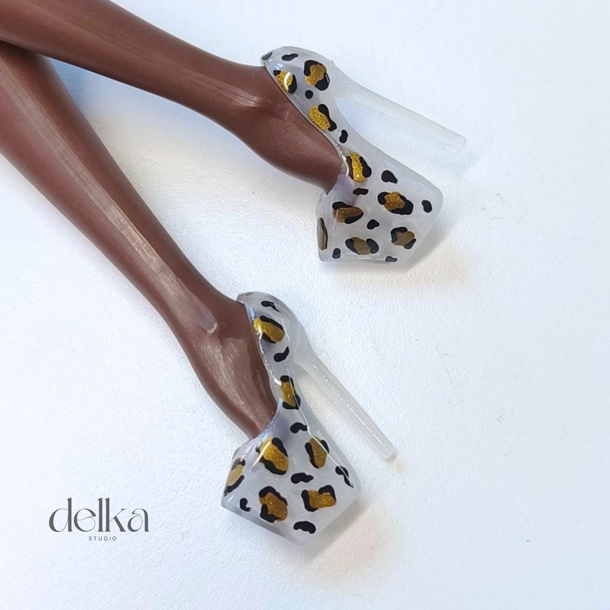 Animal Print Platform Shoes for 1/6 Scale Fashion Dolls