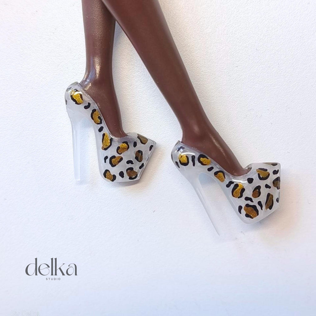 Animal Print Platform Shoes for 1/6 Scale Fashion Dolls