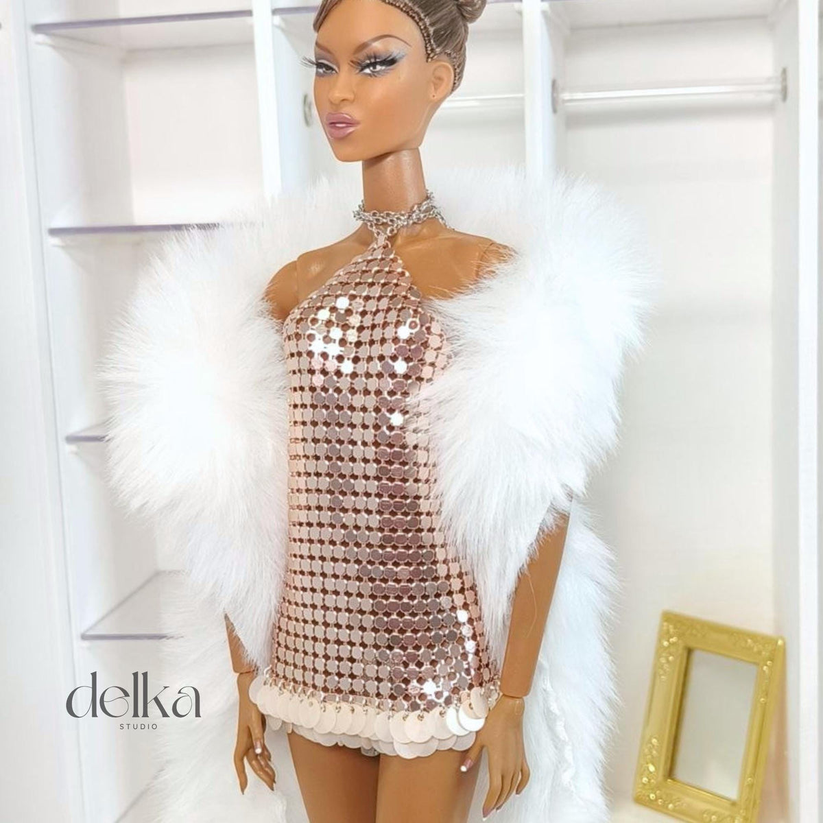 Metallic Sequin Dress for 12 inch  Fashion Dolls: Integrity Toys, Nu Face, Fashion Royalty