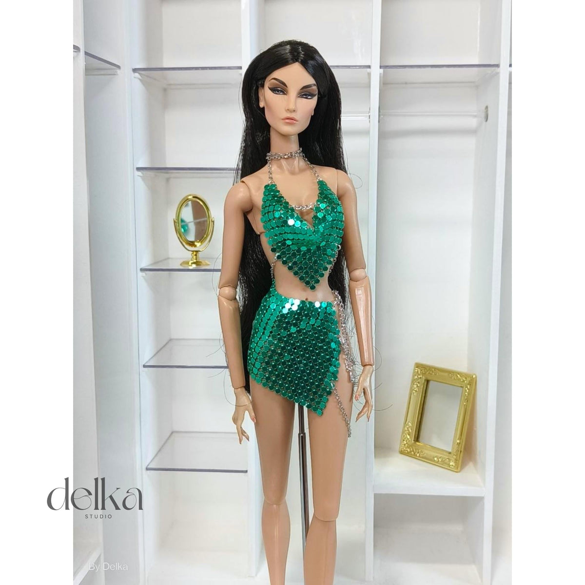 Metallic Mesh Top and Skirt for 12 inch Fashion Doll, Outfit for 1/6 scale doll