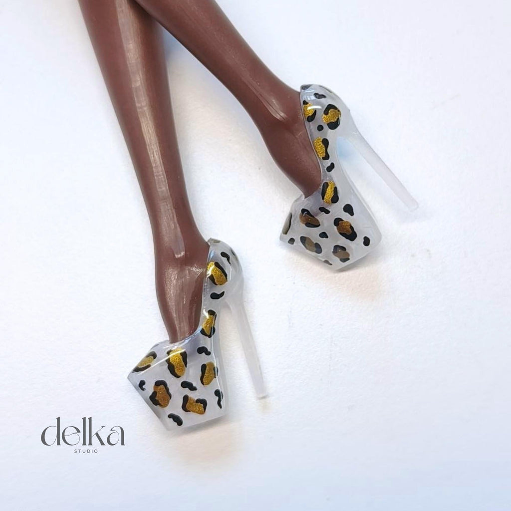 Animal Print Platform Shoes for 1/6 Scale Fashion Dolls