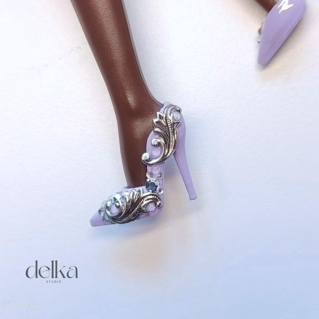 12 inch jeweled Stiletto Heels for Fashion Royalty Doll, 1/6 Scale shoes for dolls