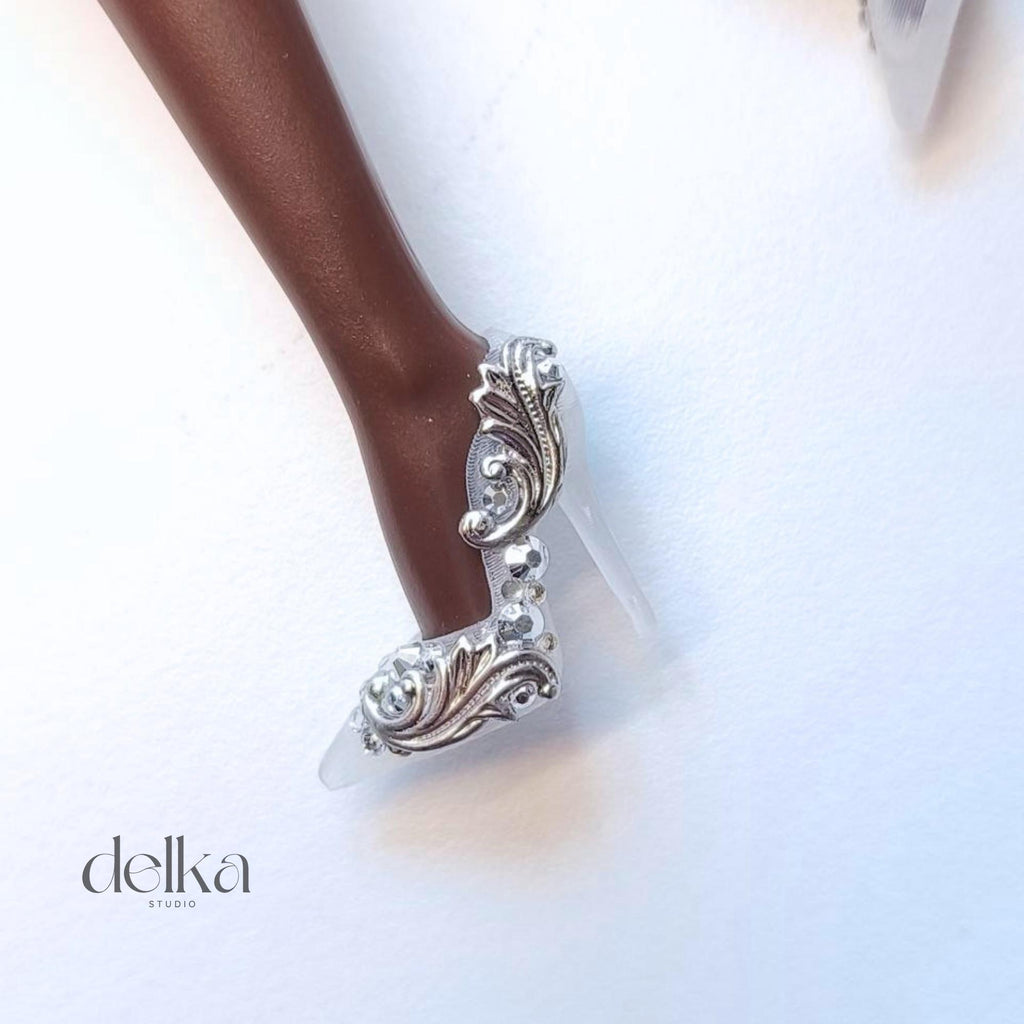 12 inch jeweled Stiletto Heels for Fashion Royalty Doll, 1/6 Scale shoes for dolls