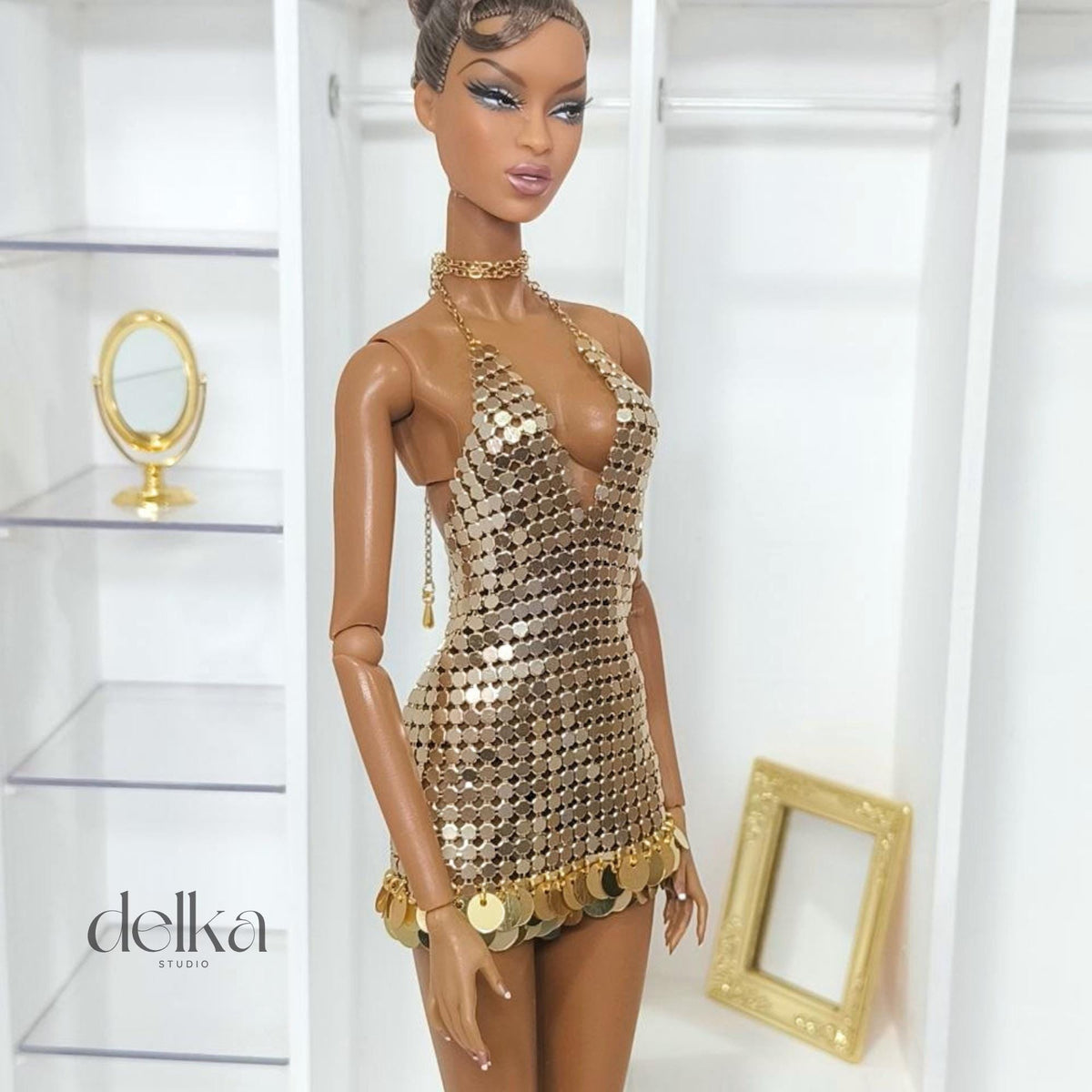 Metallic Sequin Dress for 12" Fashion Dolls: Integrity Toys, Nu Face, Fashion Royalty