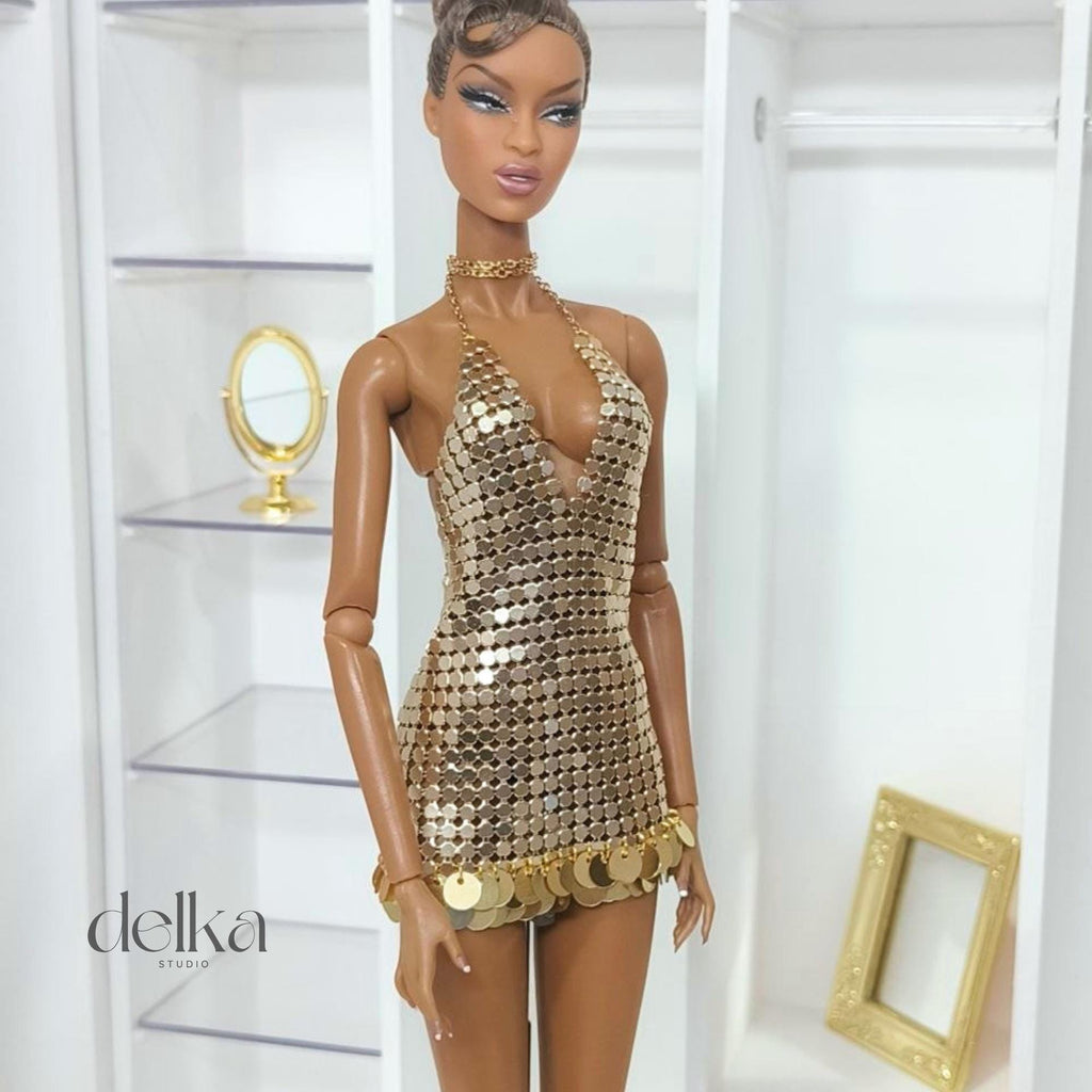 Metallic Sequin Dress for 12" Fashion Dolls: Integrity Toys, Nu Face, Fashion Royalty