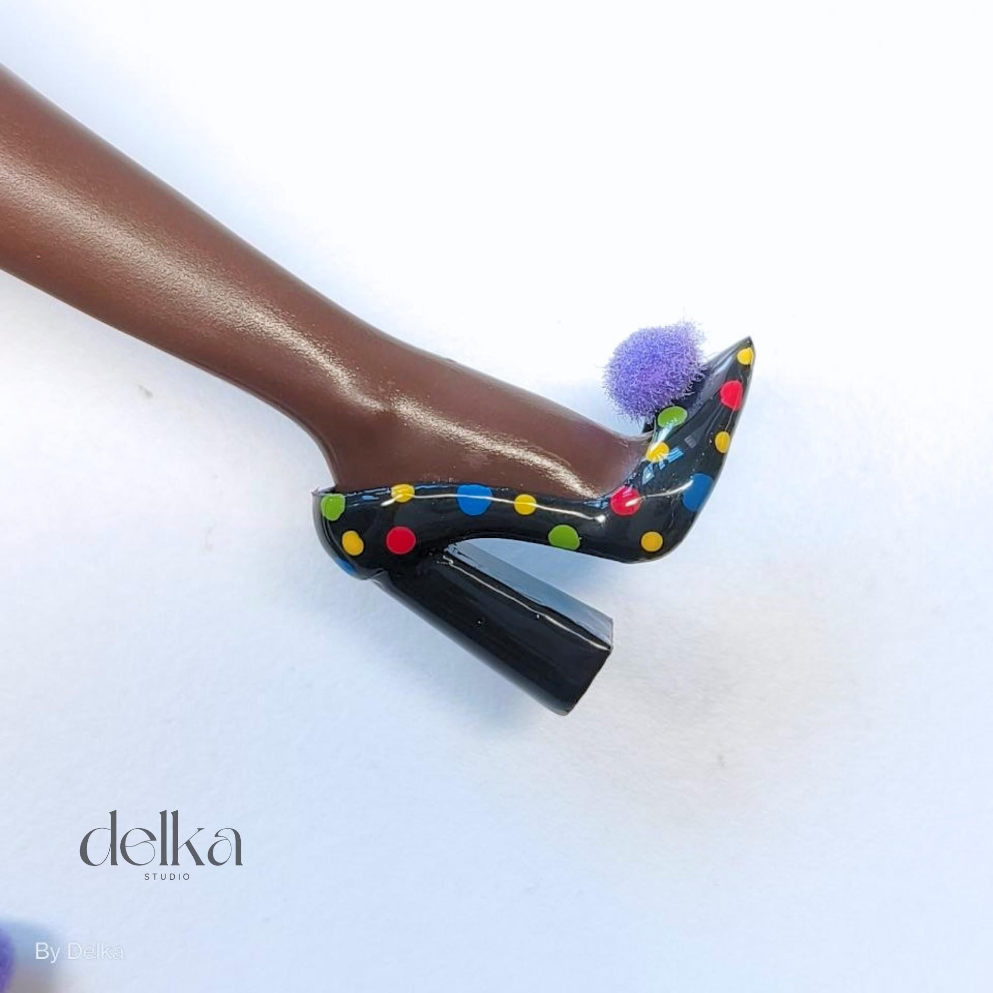 Harlequin-style shoes for Fashion Dolls, kitten heels for Fashion Royalty, 1/6-scale shoes for dolls