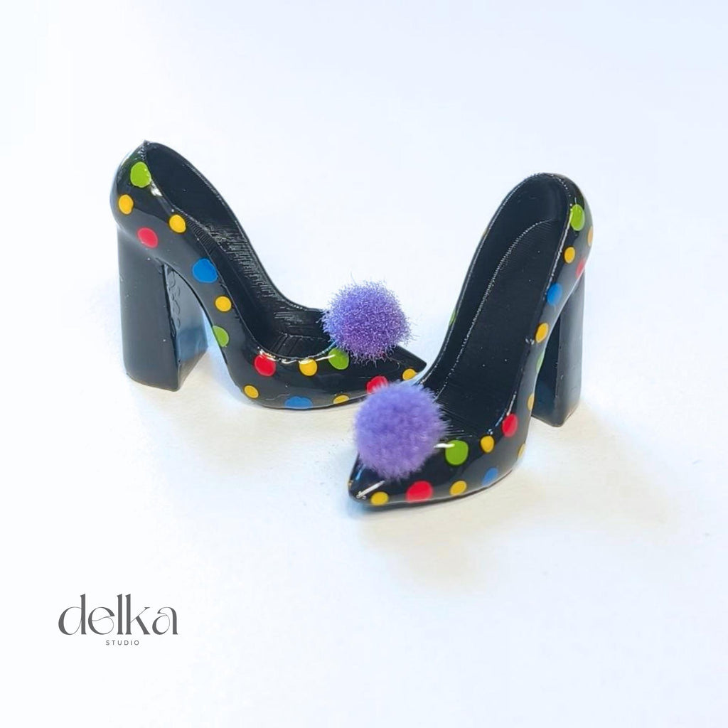 Harlequin-style shoes for Fashion Dolls, kitten heels for Fashion Royalty, 1/6-scale shoes for dolls