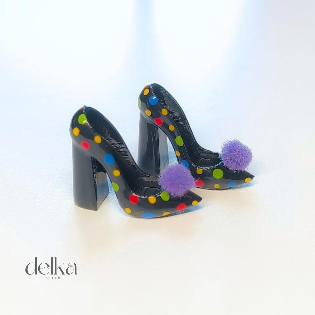 Harlequin-style shoes for Fashion Dolls, kitten heels for Fashion Royalty, 1/6-scale shoes for dolls