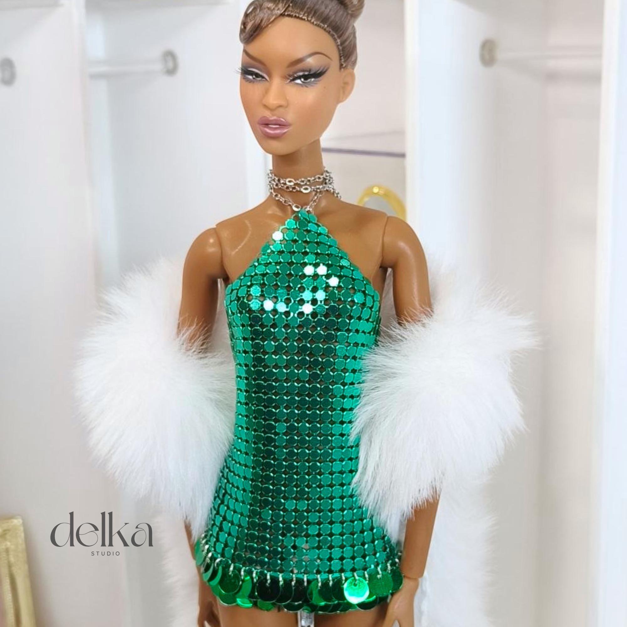 Metallic Sequin Dress for 12 inch  Fashion Dolls: Integrity Toys, Nu Face, Fashion Royalty