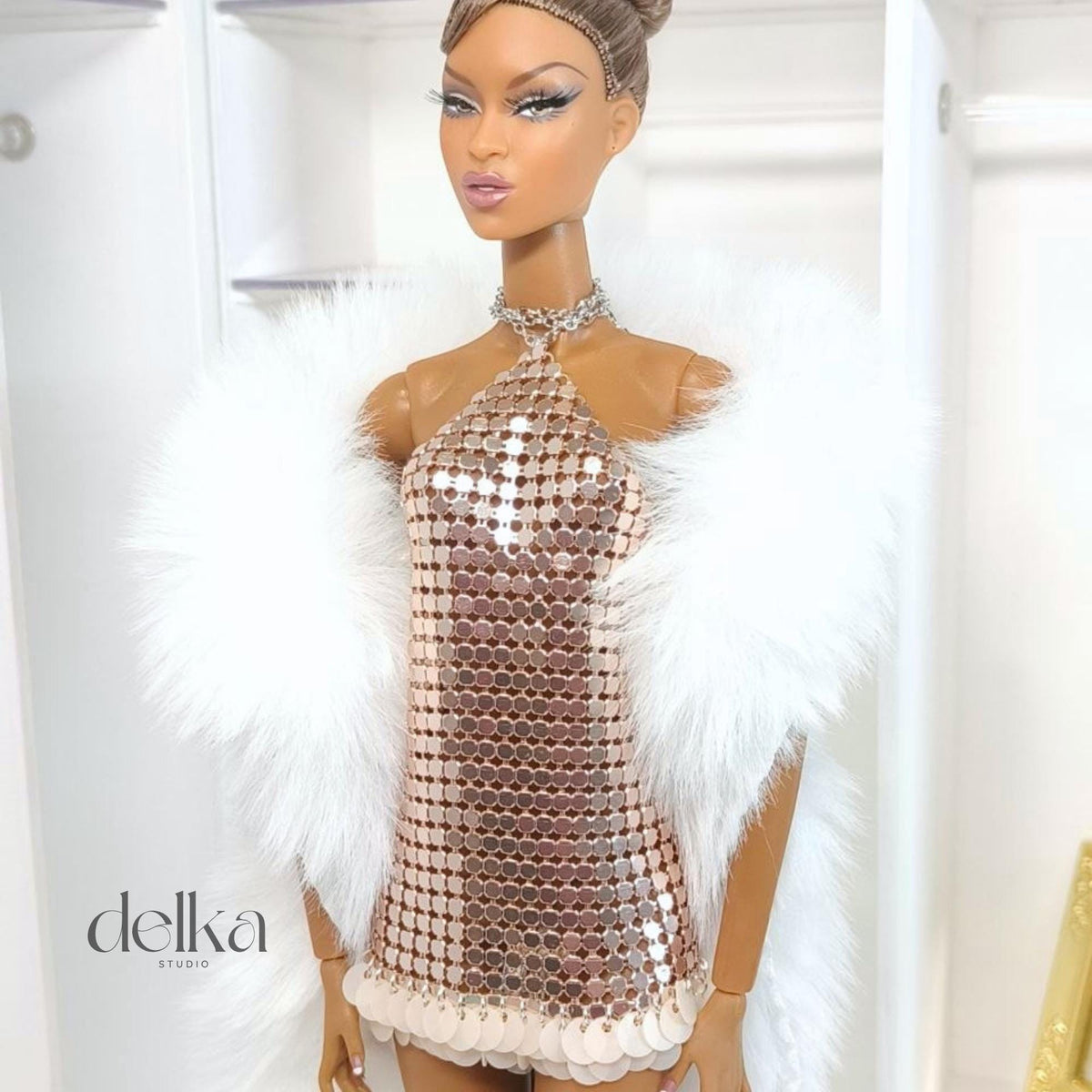 Metallic Sequin Dress for 12 inch  Fashion Dolls: Integrity Toys, Nu Face, Fashion Royalty