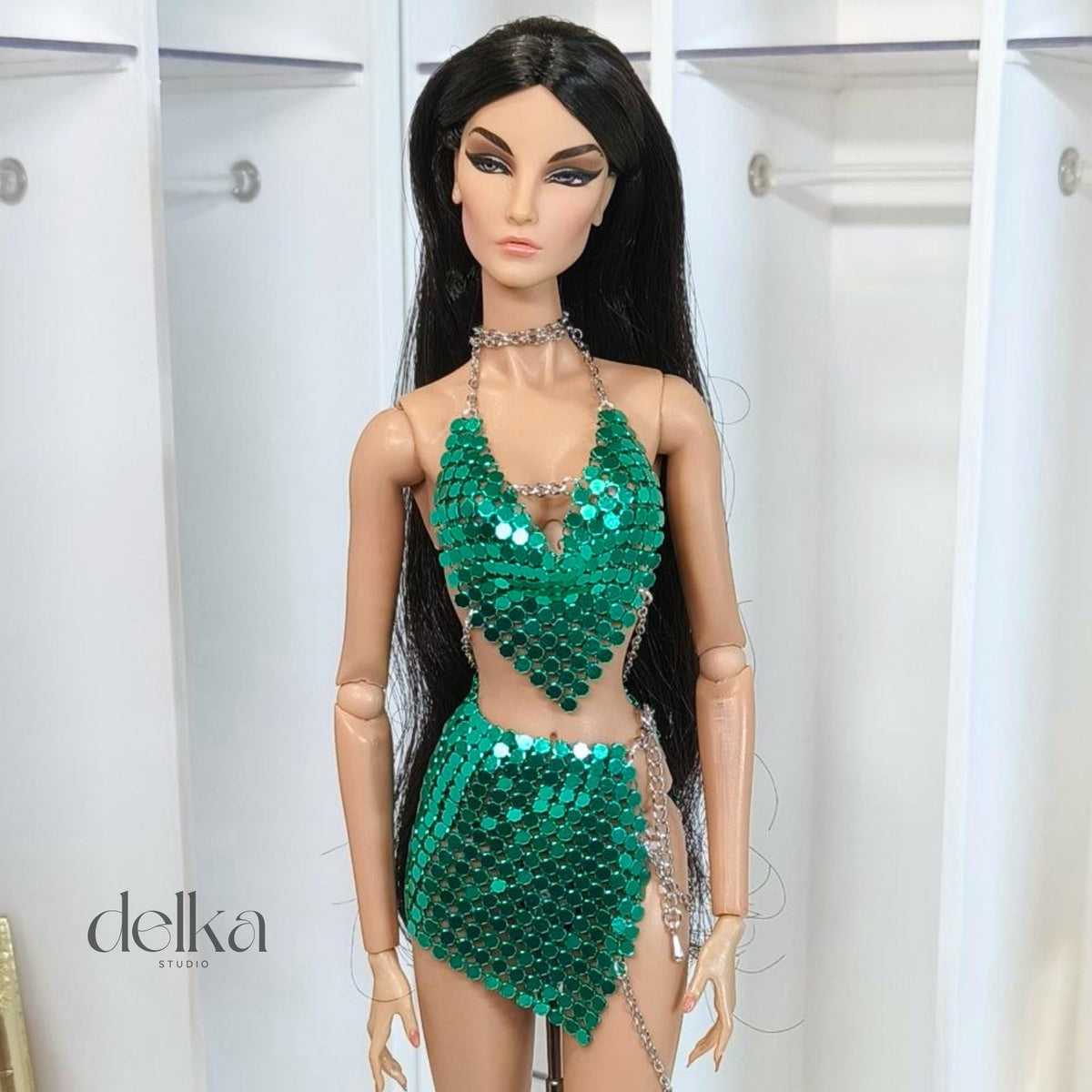 Metallic Mesh Top and Skirt for 12 inch Fashion Doll, Outfit for 1/6 scale doll