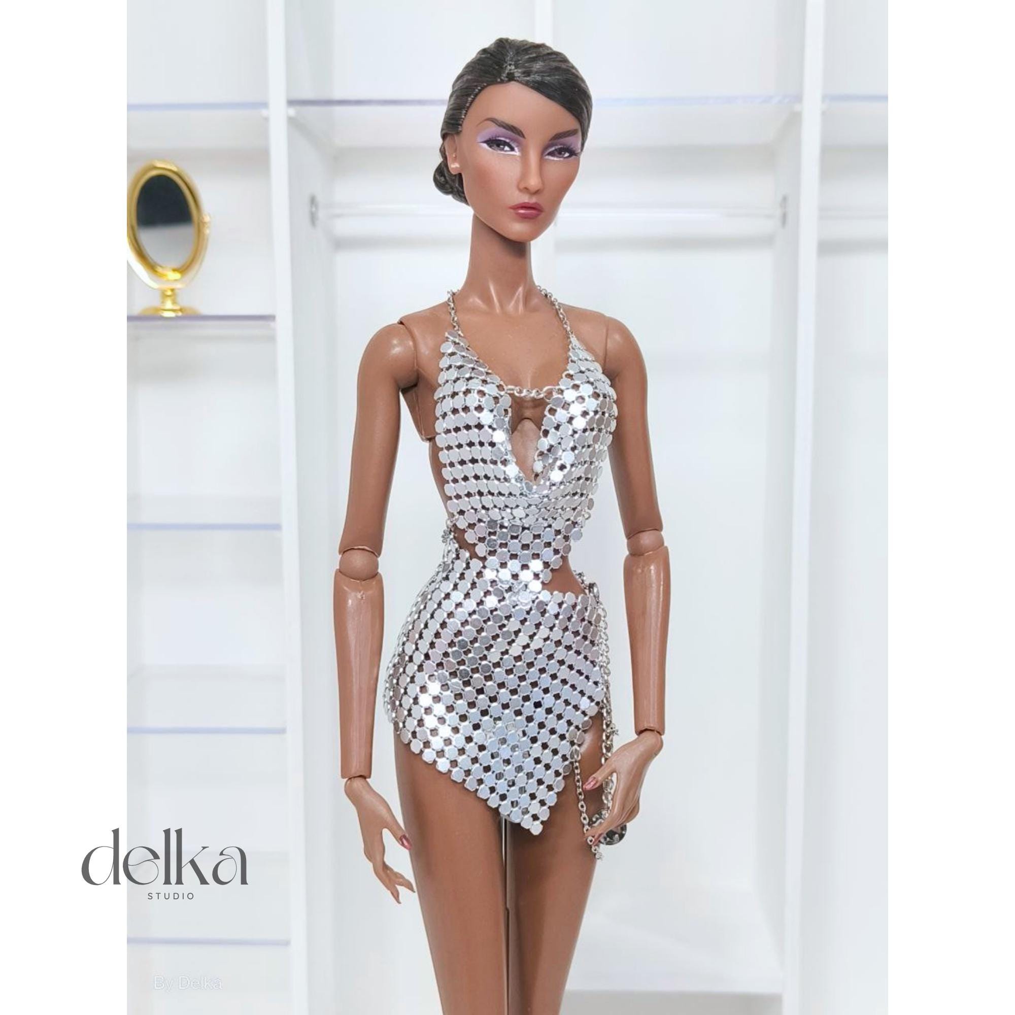 Metallic Mesh Top and Skirt for 12 inch Fashion Doll, Outfit for 1/6 scale doll