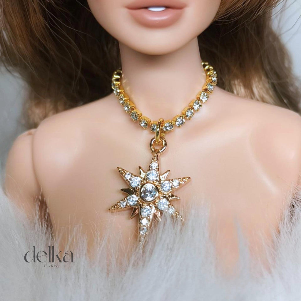 12 inch rhinestone Jeweled Choker for fashion dolls, 1:6 scale necklace for dolls