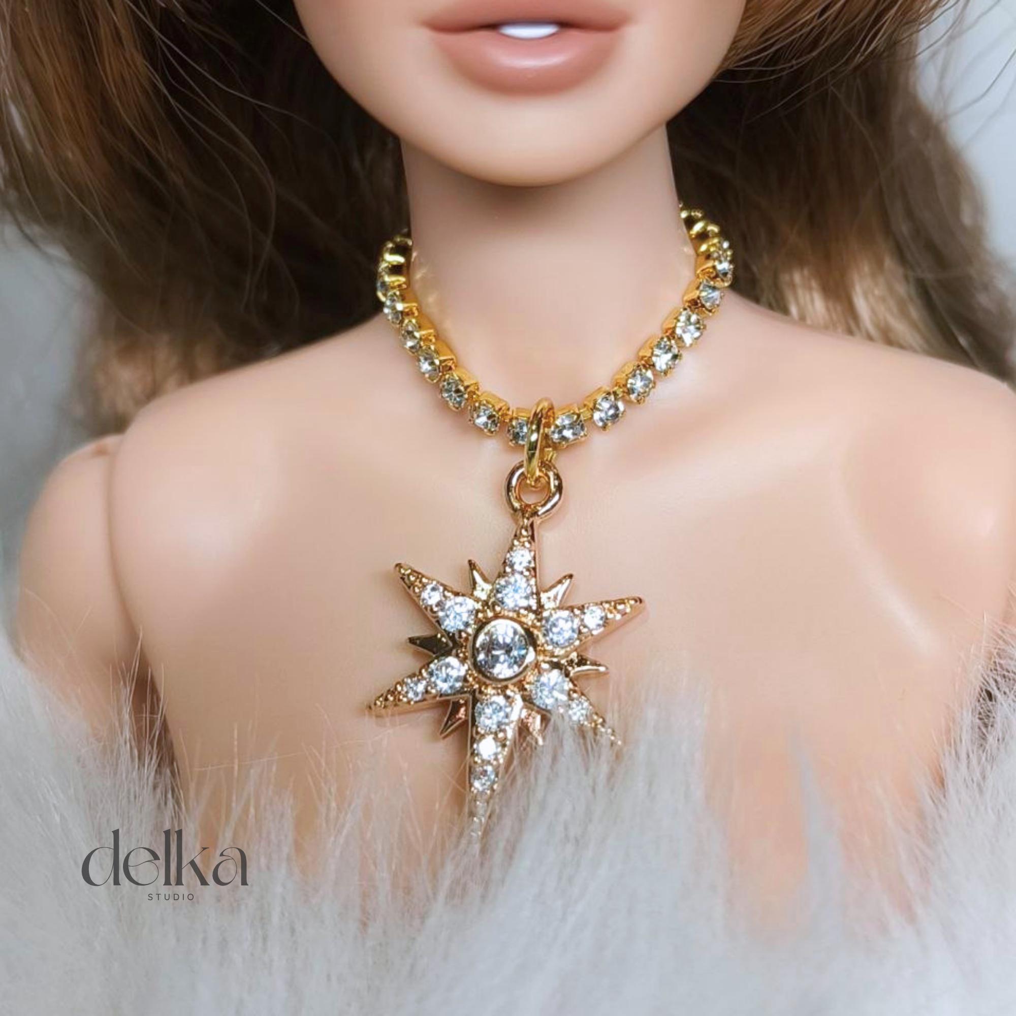 12 inch rhinestone Jeweled Choker for fashion dolls, 1:6 scale necklace for dolls