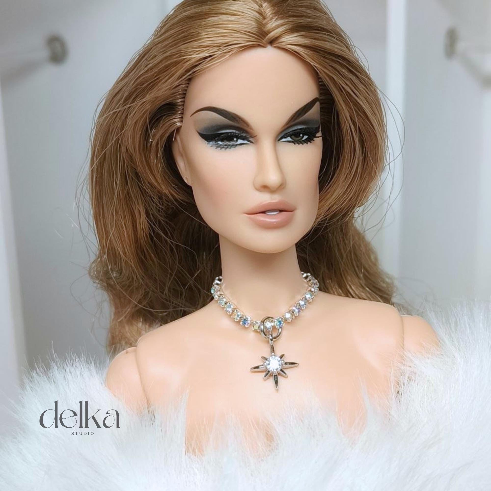 12 inch rhinestone Jeweled Choker for fashion dolls, 1:6 scale necklace for dolls
