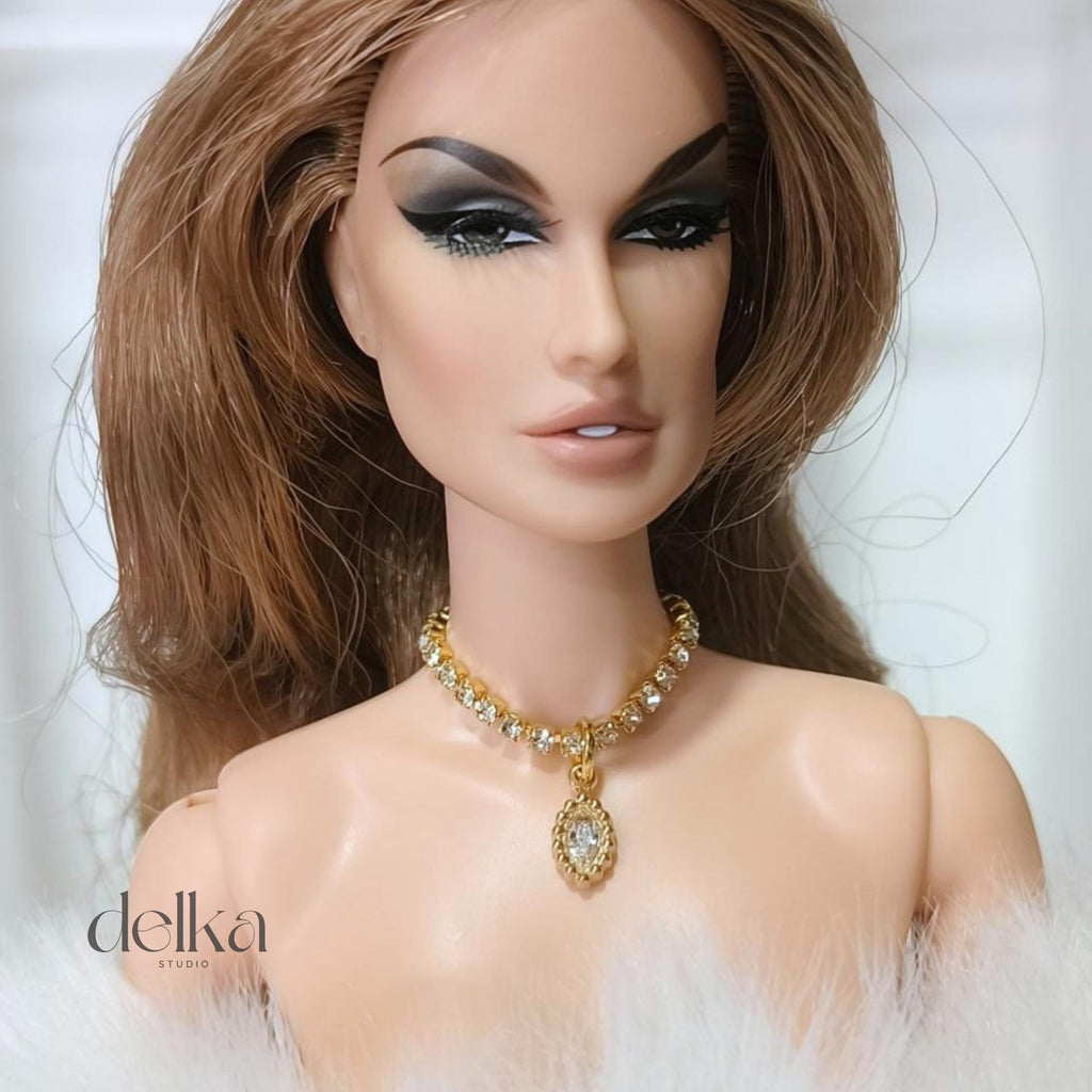 12 inch rhinestone Jeweled Choker for fashion dolls, 1:6 scale necklace for dolls