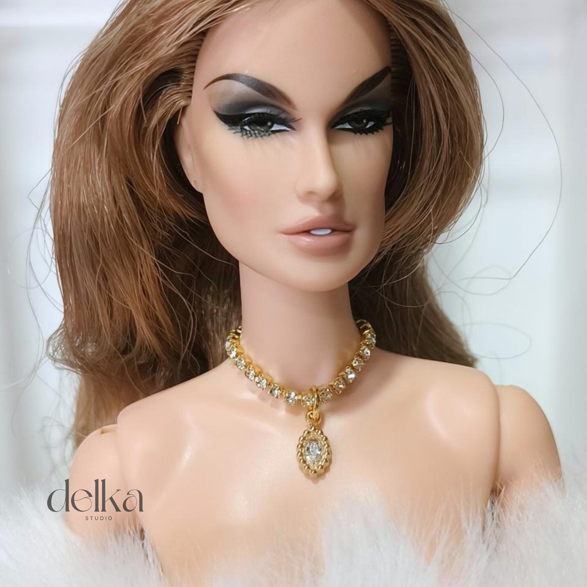 12 inch rhinestone Jeweled Choker for fashion dolls, 1:6 scale necklace for dolls