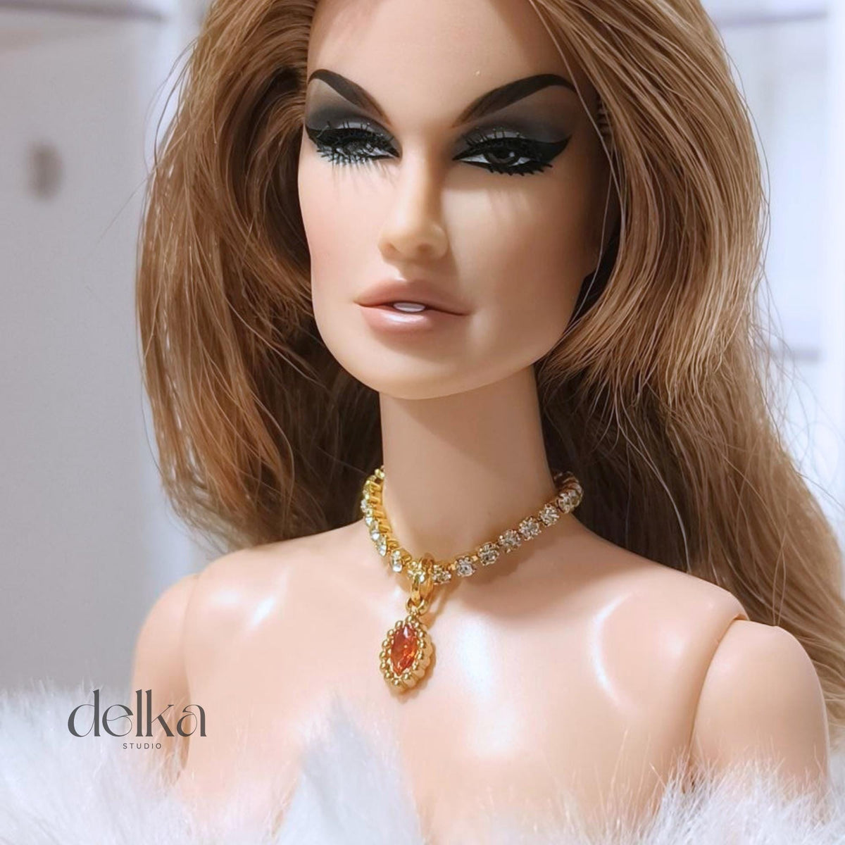 12 inch rhinestone Jeweled Choker for fashion dolls, 1:6 scale necklace for dolls