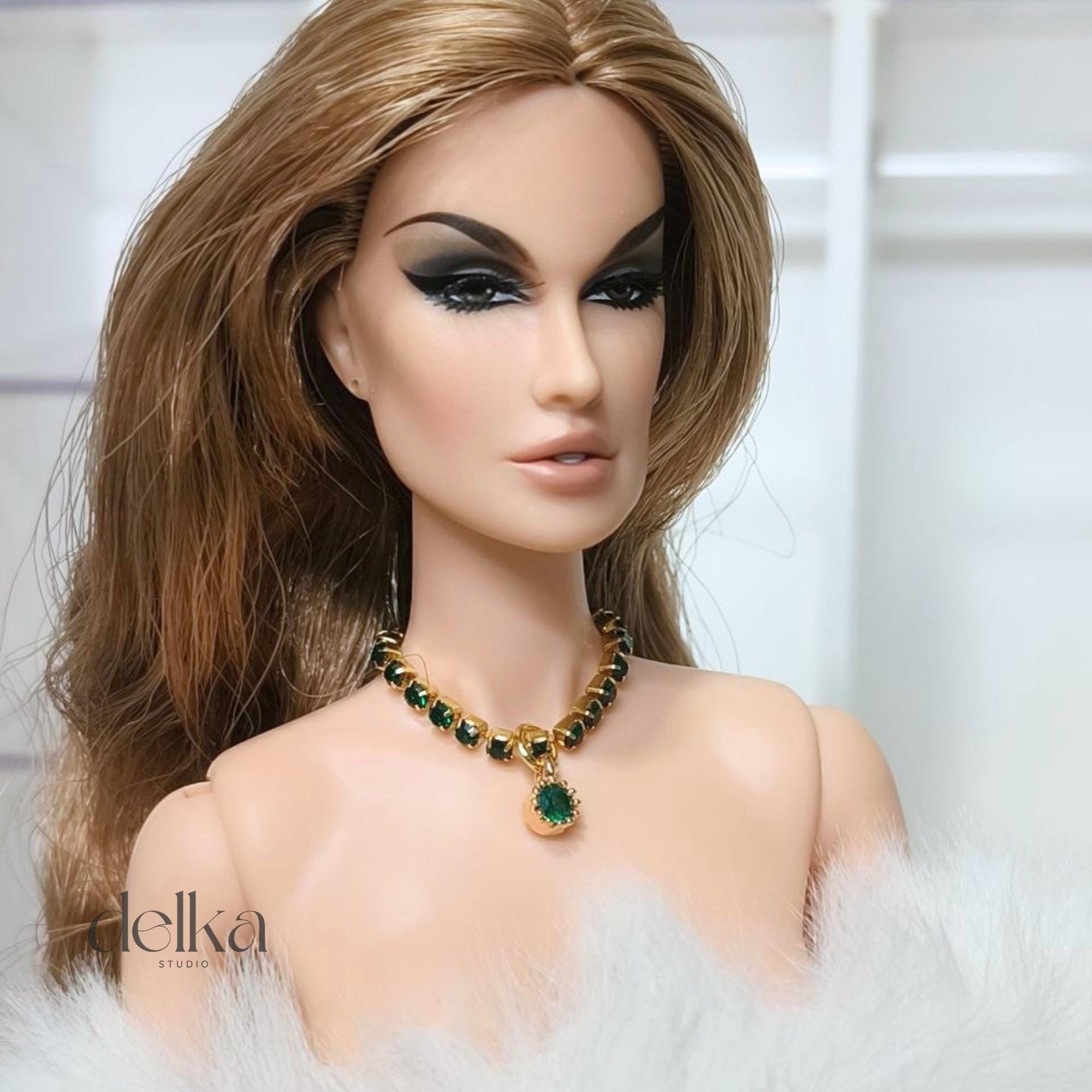 12 inch rhinestone Jeweled Choker for fashion dolls, 1:6 scale necklace for dolls