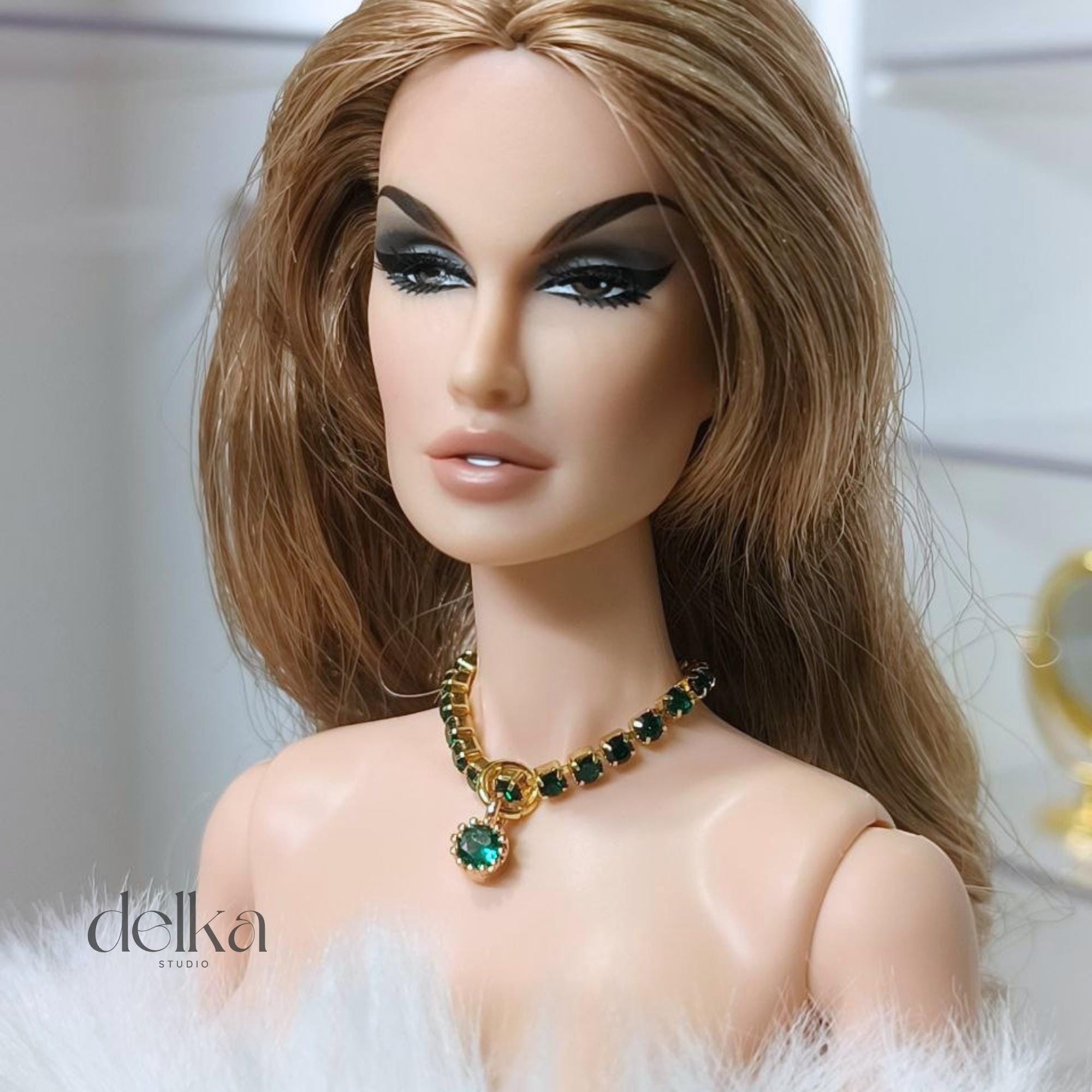 12 inch rhinestone Jeweled Choker for fashion dolls, 1:6 scale necklace for dolls