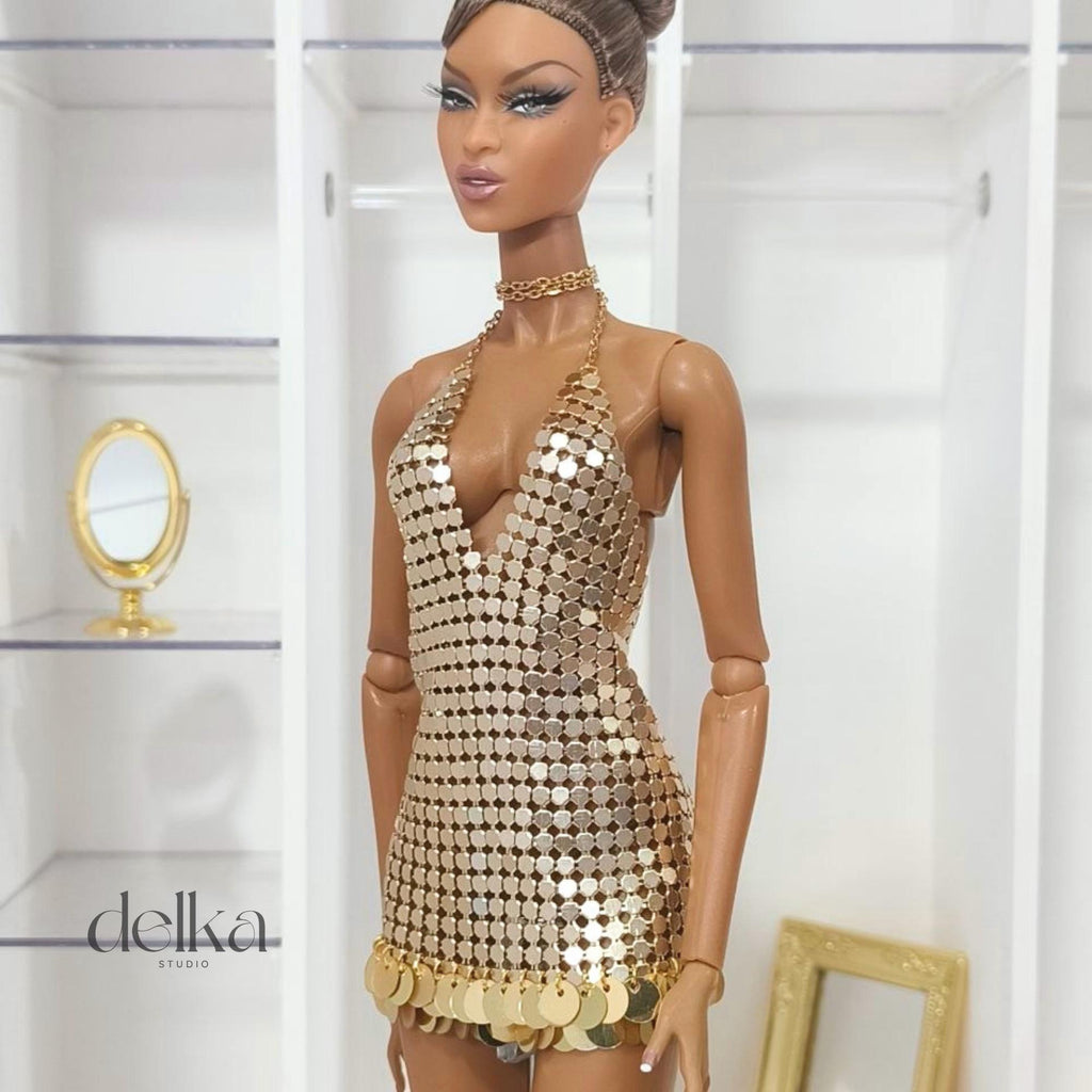 Metallic Sequin Dress for 12" Fashion Dolls: Integrity Toys, Nu Face, Fashion Royalty