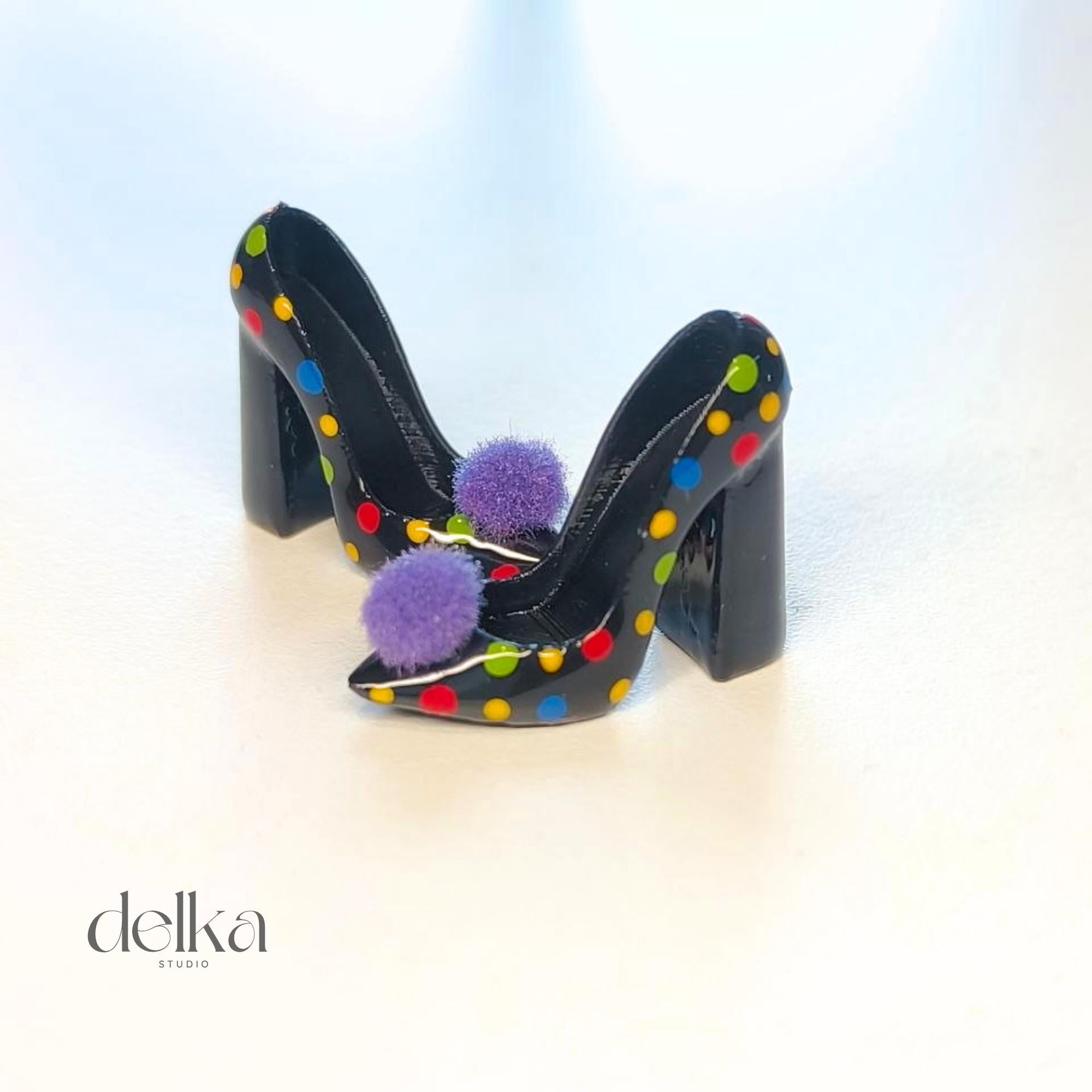 Harlequin-style shoes for Fashion Dolls, kitten heels for Fashion Royalty, 1/6-scale shoes for dolls