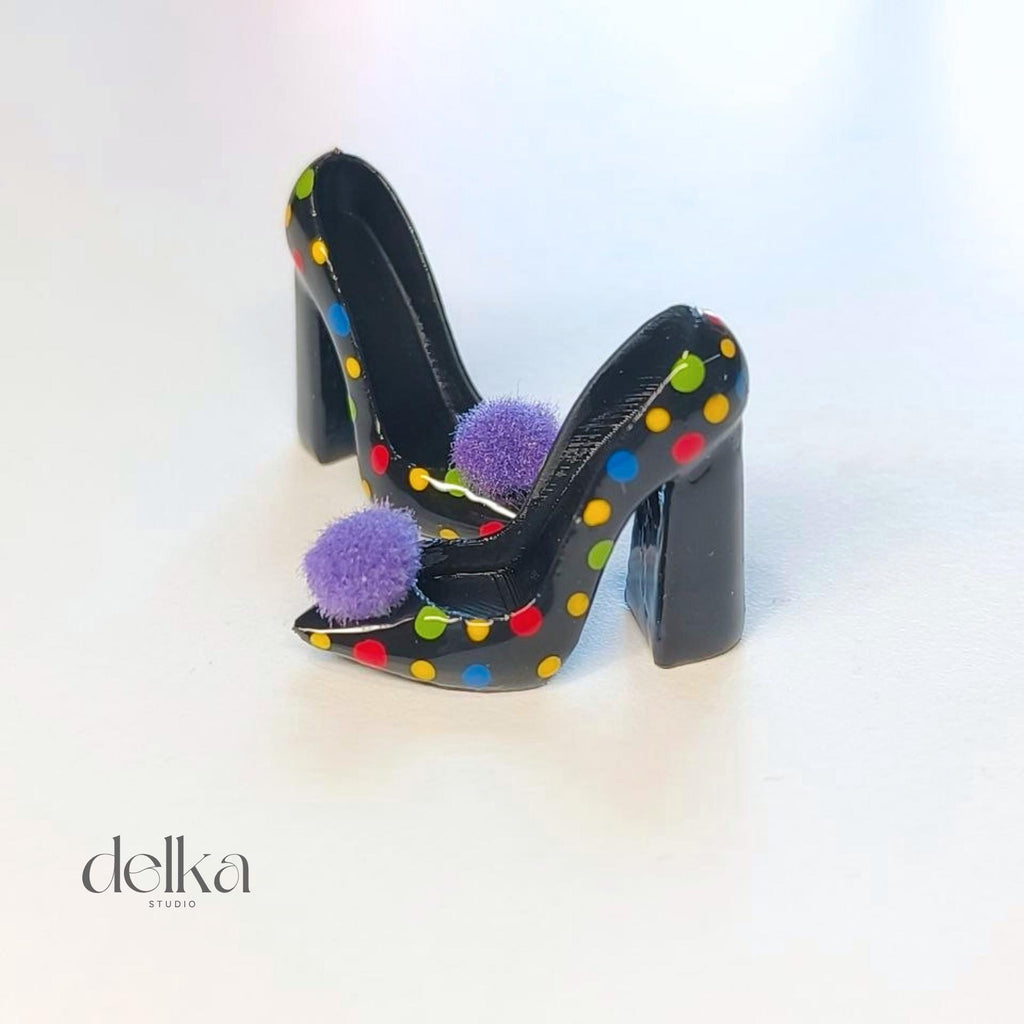 Harlequin-style shoes for Fashion Dolls, kitten heels for Fashion Royalty, 1/6-scale shoes for dolls