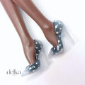Translucent shoes with silver polka dots for 1/6-scale fashion dolls