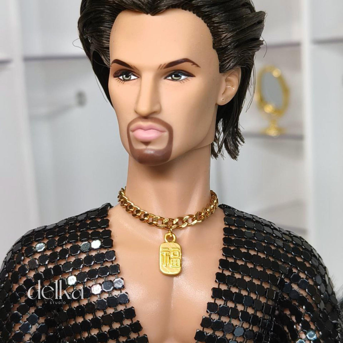 12 inch necklace for male Fashion Royalty dolls, 1:6 scale choker for man fashion dolls