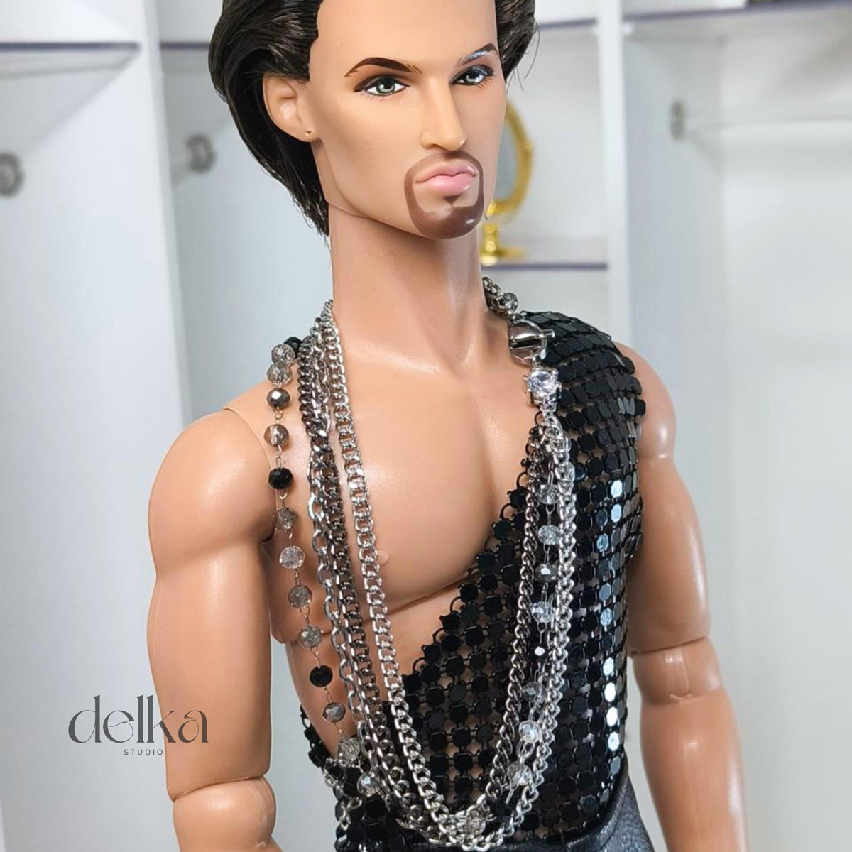 12 inch necklace for male Fashion Royalty dolls, 1:6 scale choker for man fashion dolls