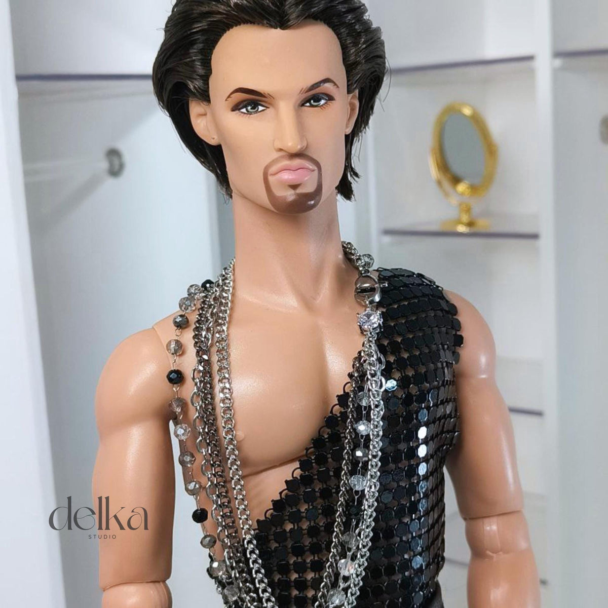 12 inch necklace for male Fashion Royalty dolls, 1:6 scale choker for man fashion dolls