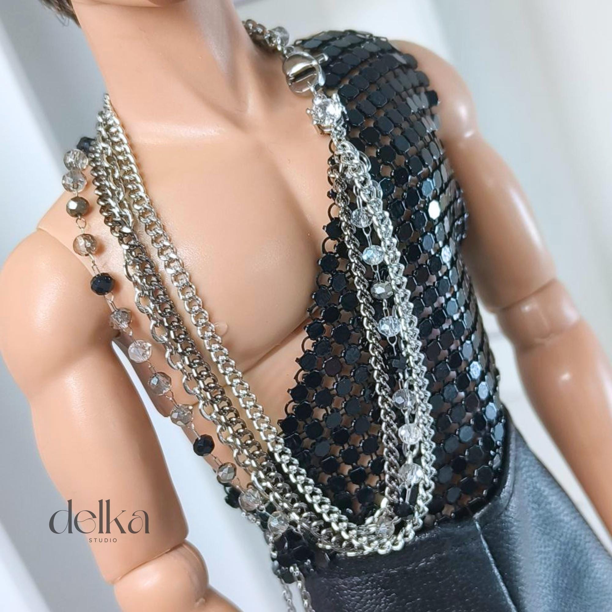 12 inch necklace for male Fashion Royalty dolls, 1:6 scale choker for man fashion dolls