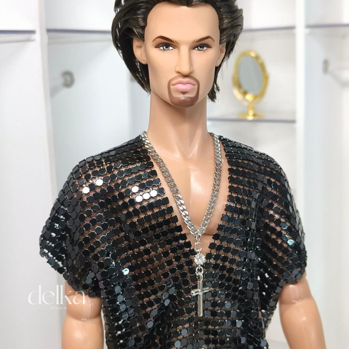 12 inch necklace for male Fashion Royalty dolls, 1:6 scale choker for man fashion dolls